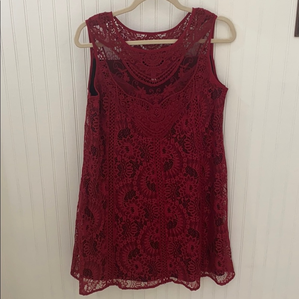 Ladies  Maroon Wine Large Lace Dress Valentine’s Day
